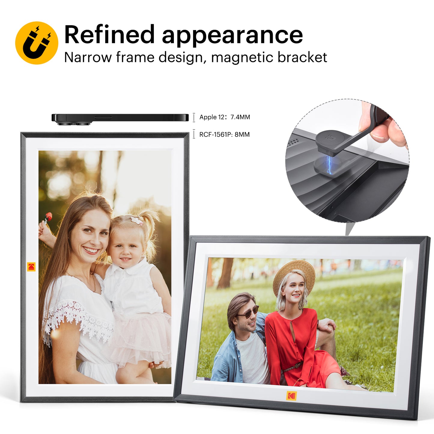 Kodak 15.6" Smart Digital Photo Frame Wooden Frame Design USB-C Safety Mark Certified (RCF-1561P)