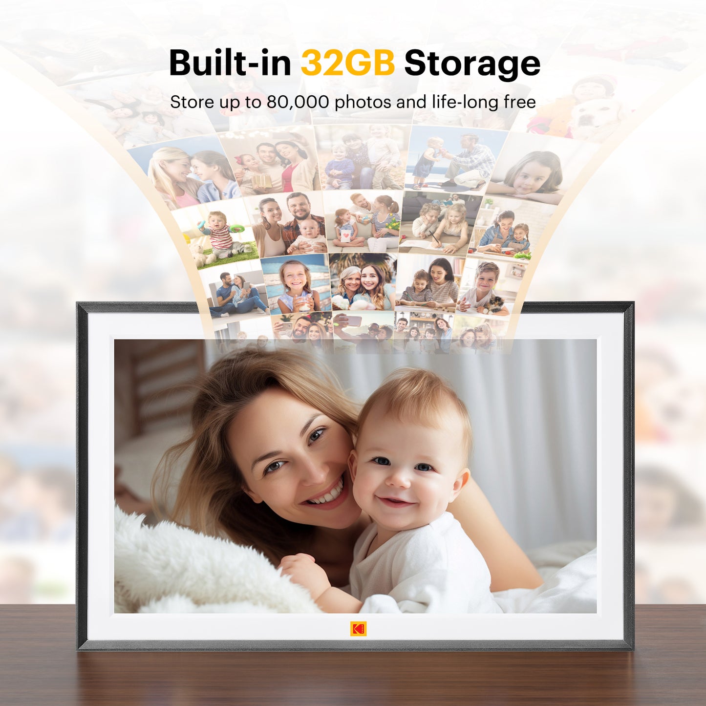 Kodak 15.6" Smart Digital Photo Frame Wooden Frame Design USB-C Safety Mark Certified (RCF-1561P)