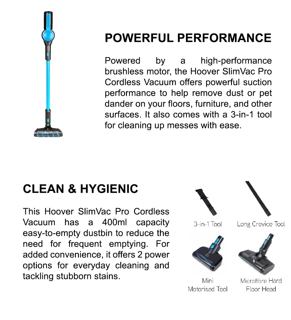 Hoover SLIMVAC Pro Cordless Vacuum Turquoise (HSV-SLP-SAA)