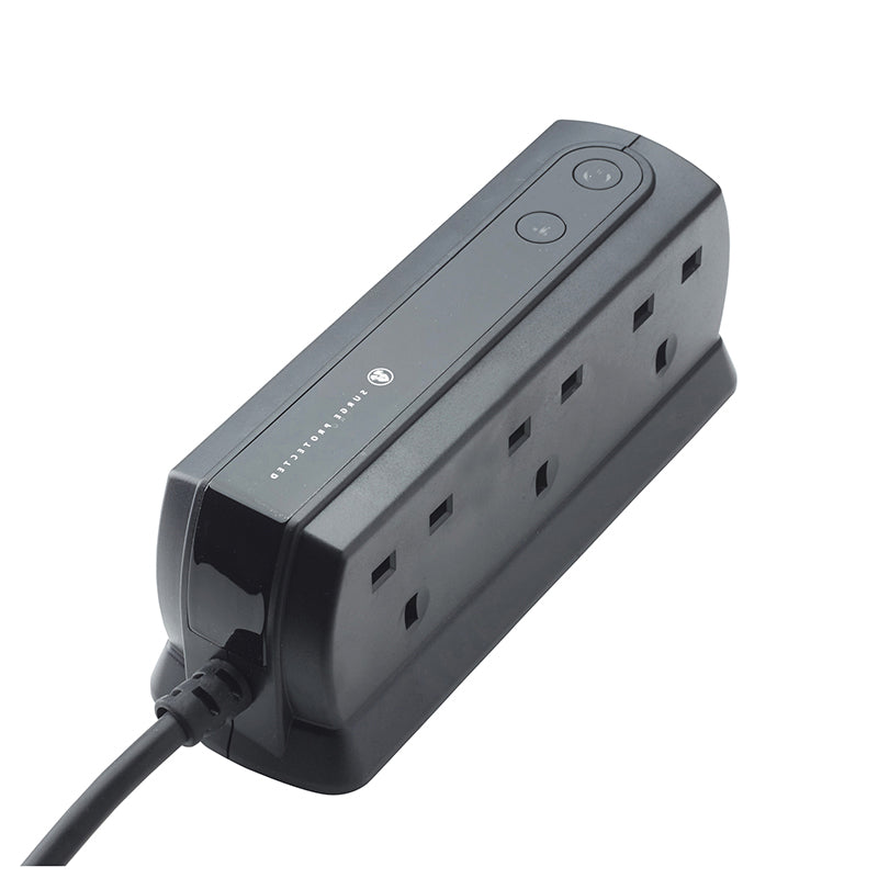 Masterplug Surge Compact Back-to-Back 6 Sockets Extension Lead 2 meter Black/ White (SRGD62MW)