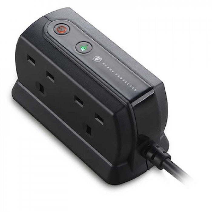 Masterplug Surge Compact Back-To-Back 4 Sockets Extension Lead 2 meter White/Black (SRGD42MB)