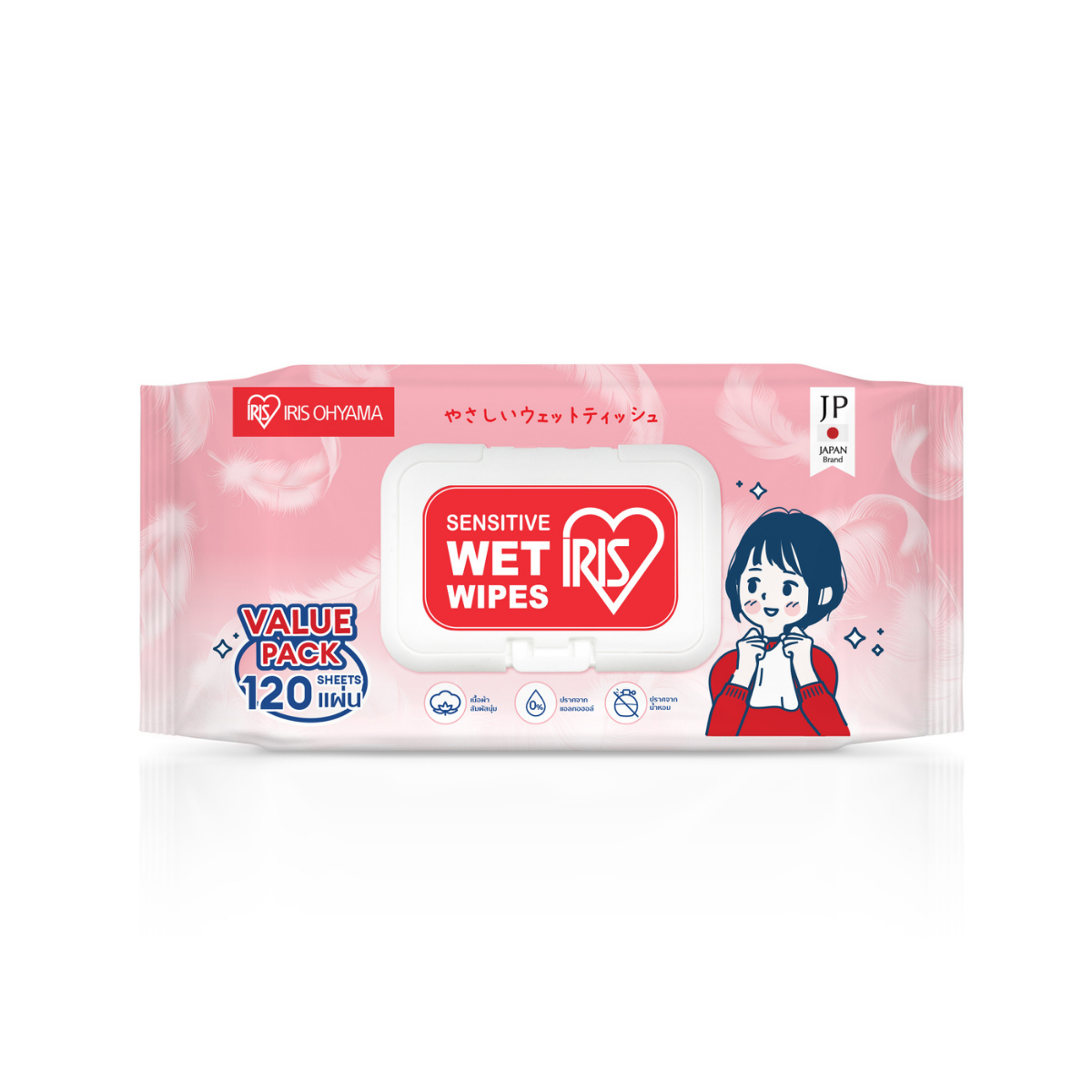 IRIS OHYAMA Sensitive Wet Wipes 120 Sheets Smooth & Baby-Friendly Japan Brand (TWT-120)