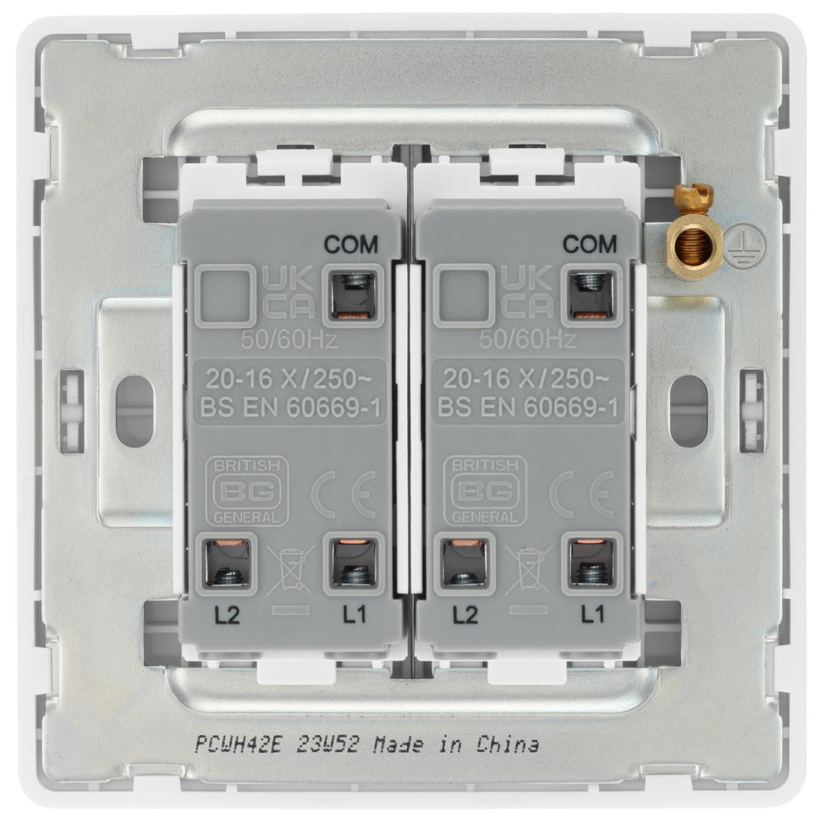 British General BG Neo Slimline Edge to Edge 2 Gang 2-Way Switch (PCWH42E)