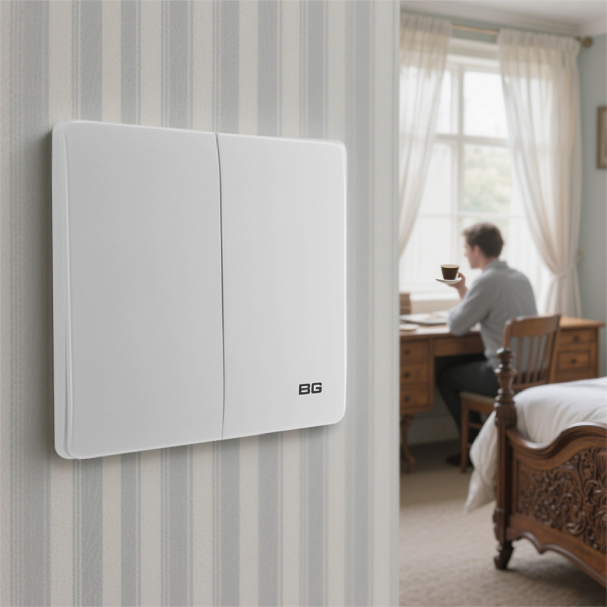 British General BG Neo Slimline Edge to Edge 2 Gang 2-Way Switch (PCWH42E)