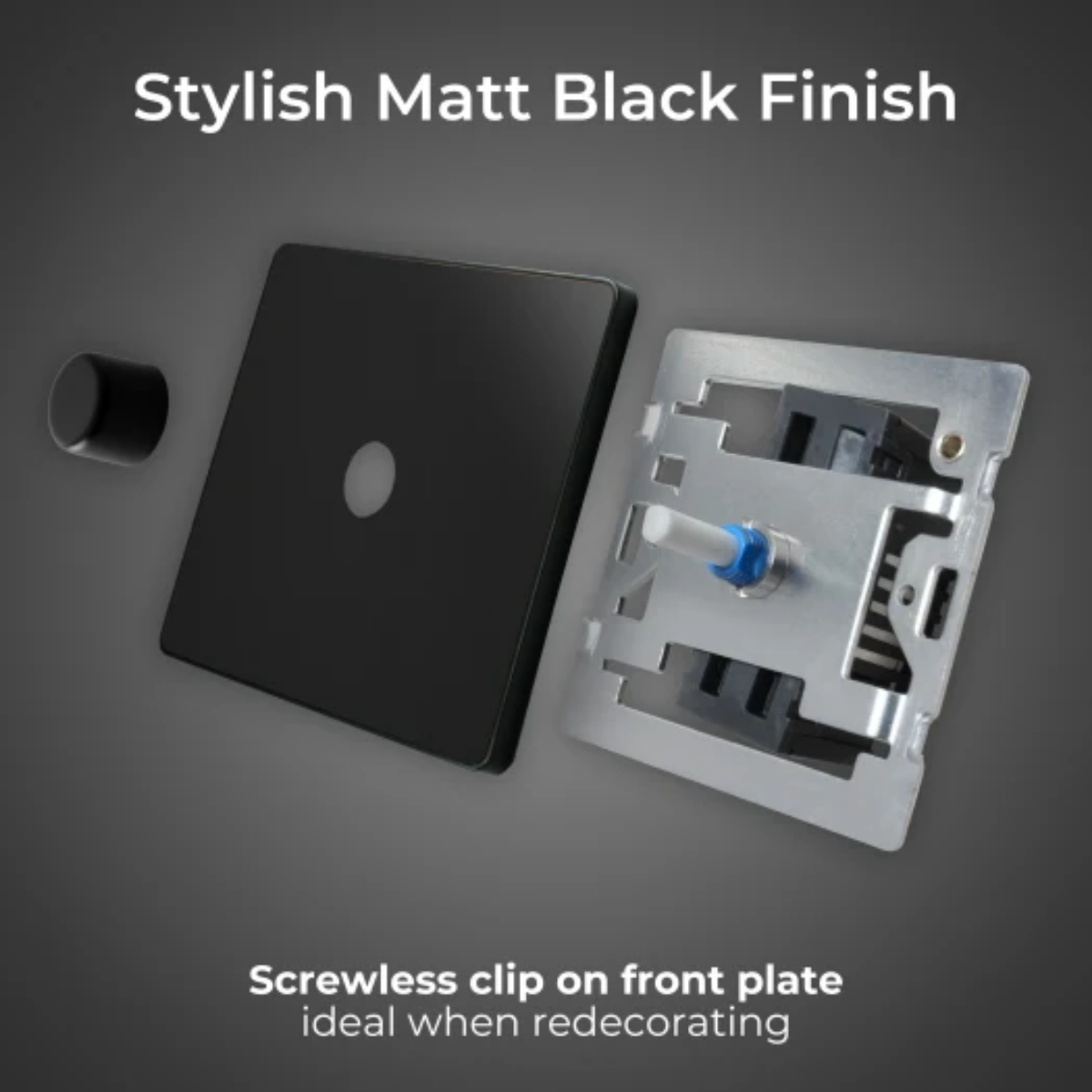 British General Evolve Matt Black 2 Way 200W Single Dimmer Switch (PCDMB81B)