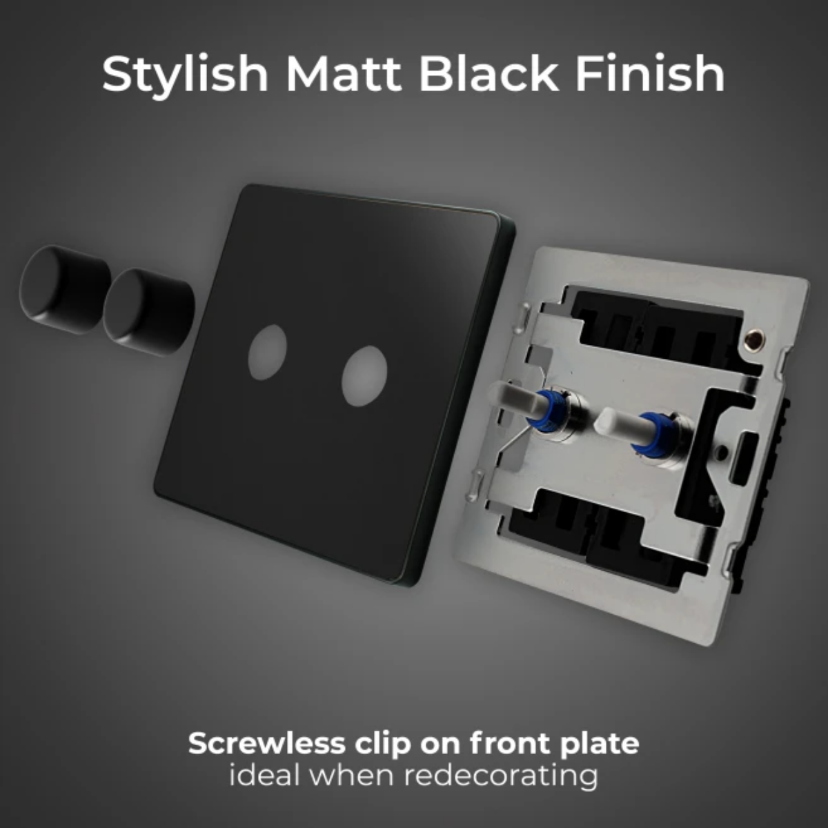 British General Evolve Matt Black 2 Gang 2 Way 400W Dimmer Switch (PCDMB82B)