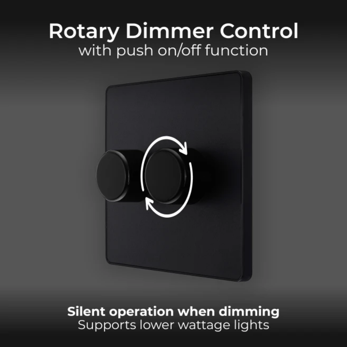 British General Evolve Matt Black 2 Gang 2 Way 400W Dimmer Switch (PCDMB82B)