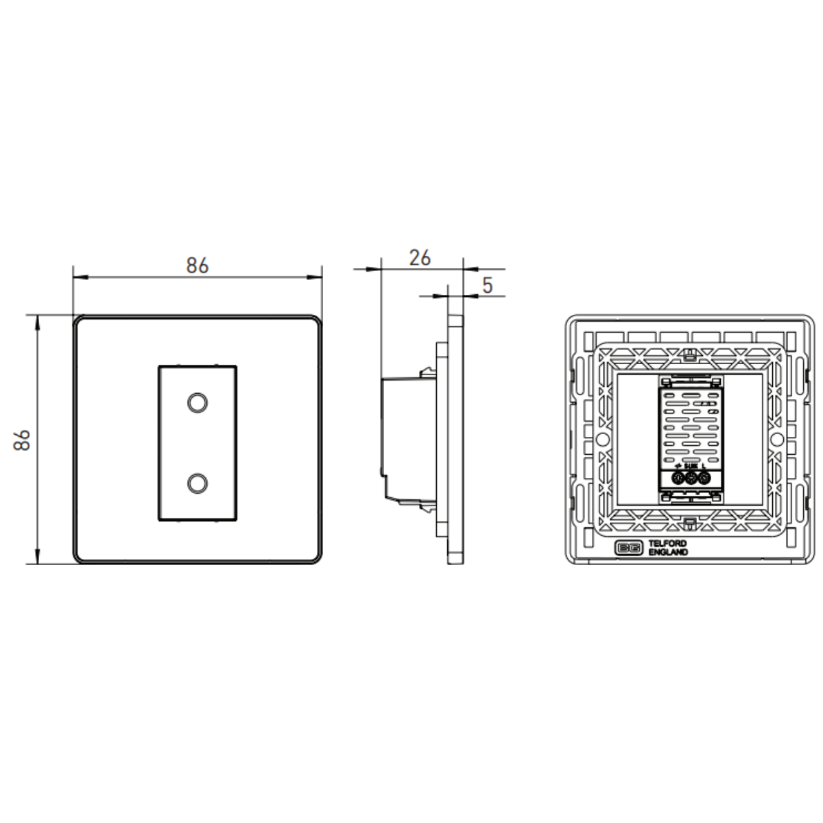 British General Evolve Matt Black 200W Single Touch Dimmer Switch 2 Way (PCDMBTDM1B)