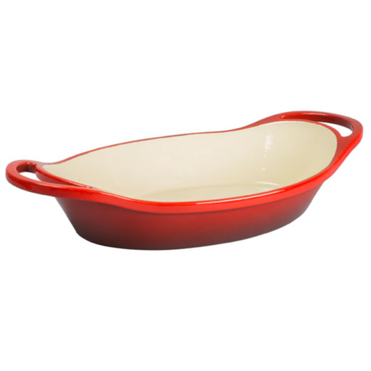 Lodge Cast Iron 2 Quart Oval Red Enameled Cast Iron Casserole (EC2C43)