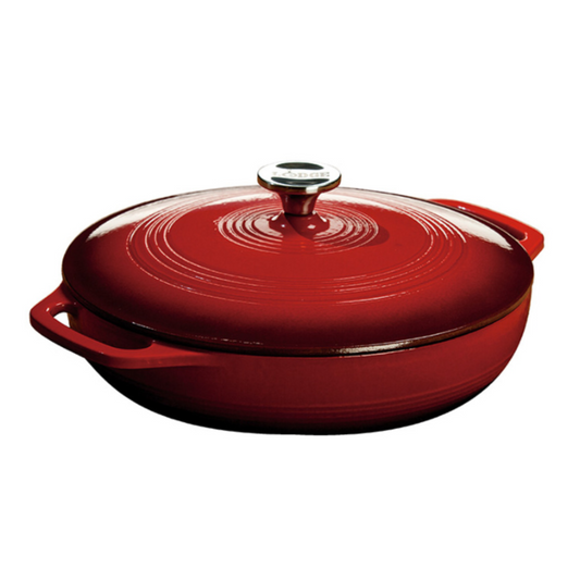 Lodge Cast Iron 3.6 Quart Red Enameled Cast Iron Covered Casserole (EC3CC43)