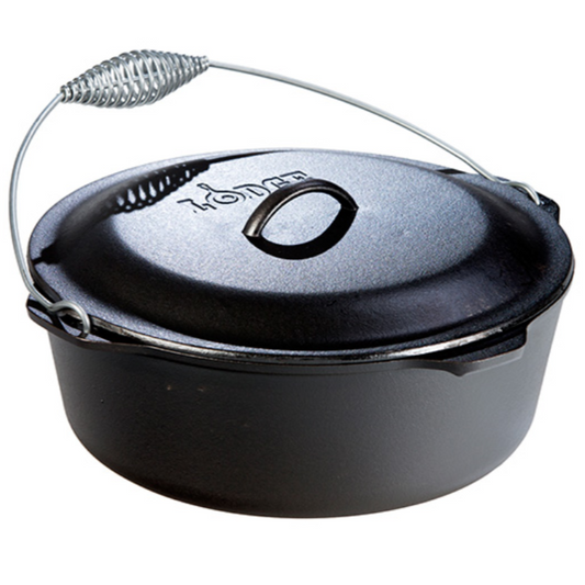 Lodge 33.6 cm 9 Quart Seasoned Cast Iron Dutch Oven With Bail Handle (L12DO3)