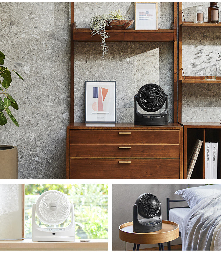 Iris Ohyama Macaron Oscillation 7" Circulator Fan, Black (PCF-MKC18)