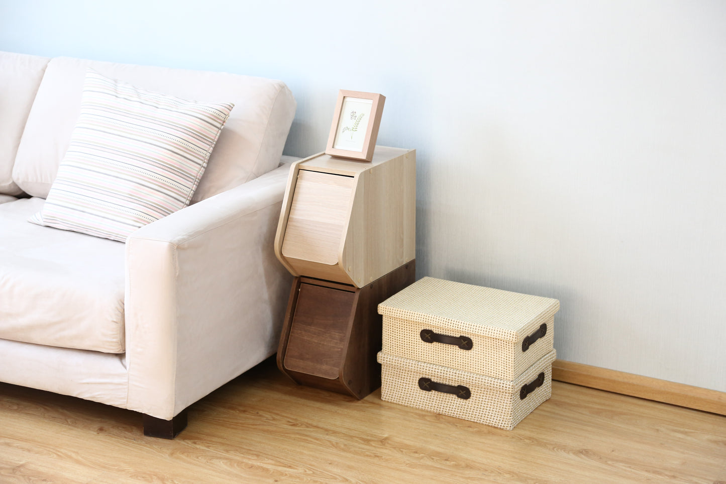 Iris Ohyama Stack Box, Brown/ Natural/ White | No Warranty (STB-200D)