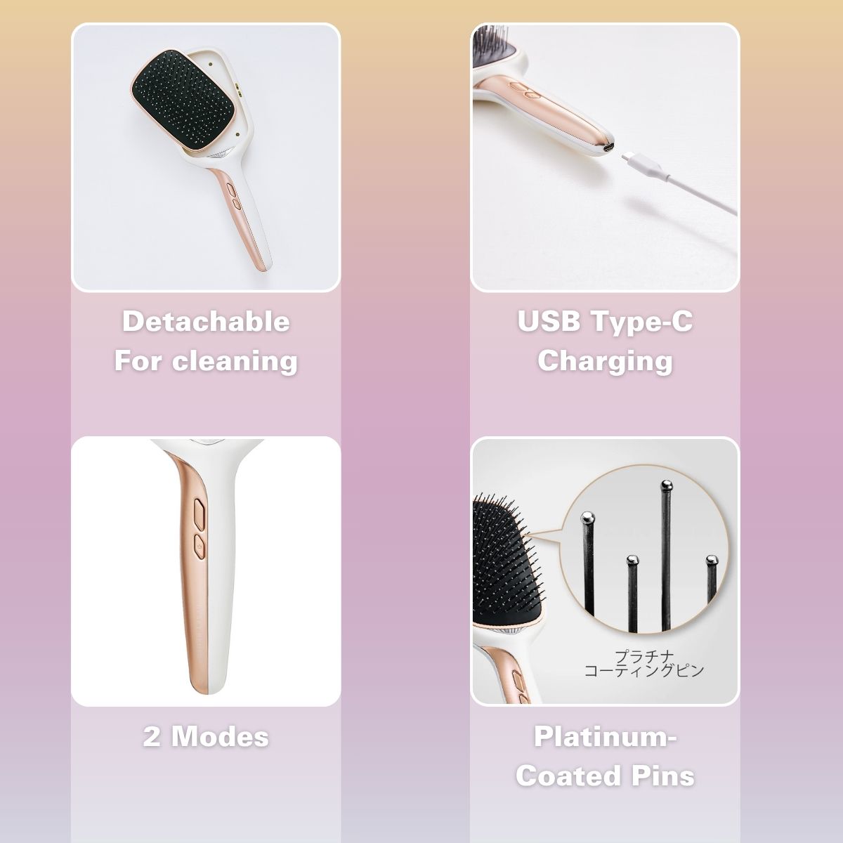 Koizumi Ion Balance Hair Brush | Sonic Vibration | Anti-Static | USB-C Rechargeable (KBE-G520)
