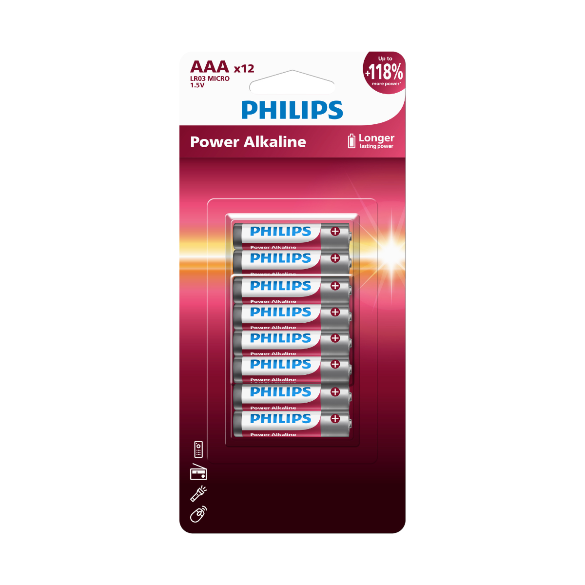 Philips 12AAA Power Alkaline Battery (LR03P12B/40)