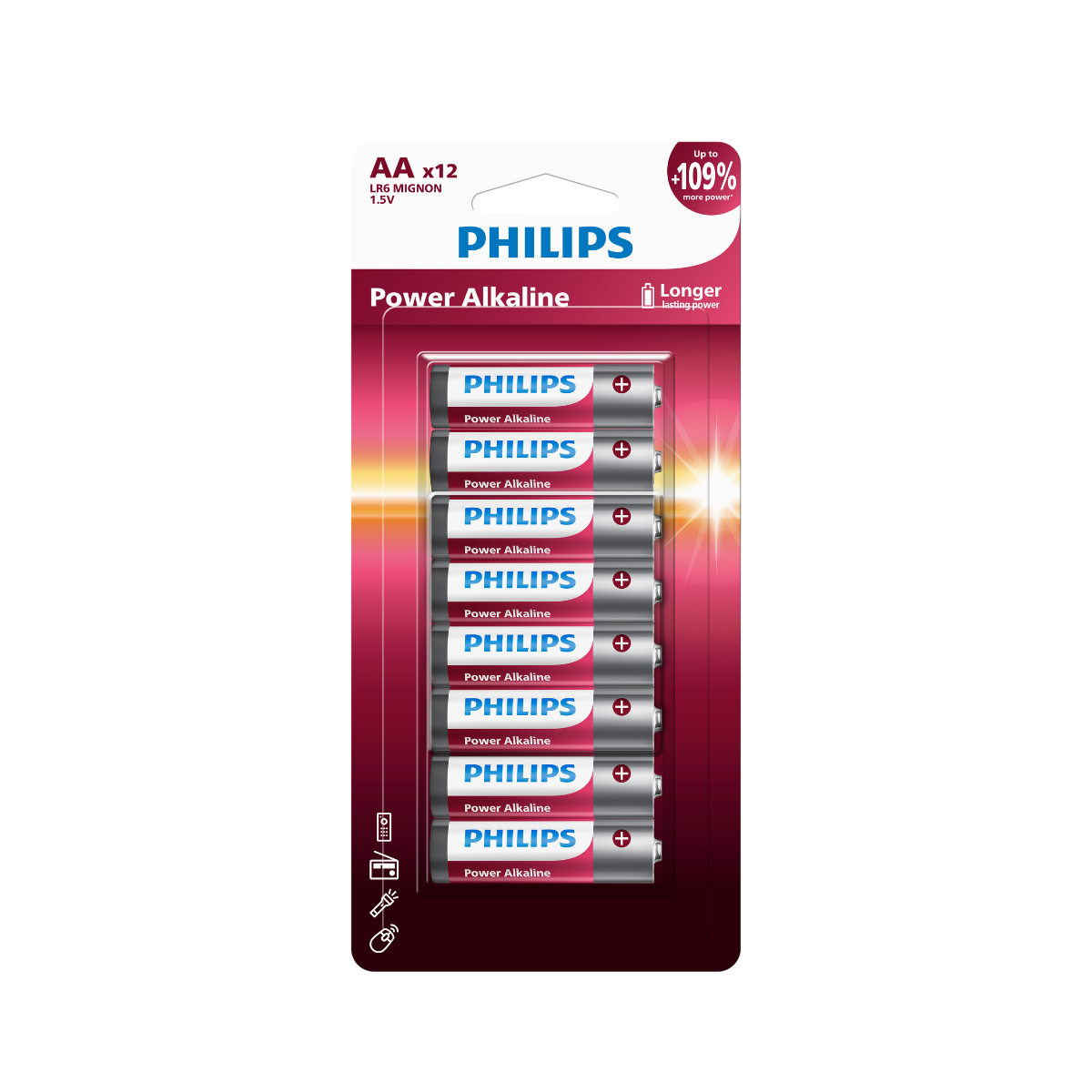 Philips 12AA Power Alkaline Battery (LR6P12B/40)