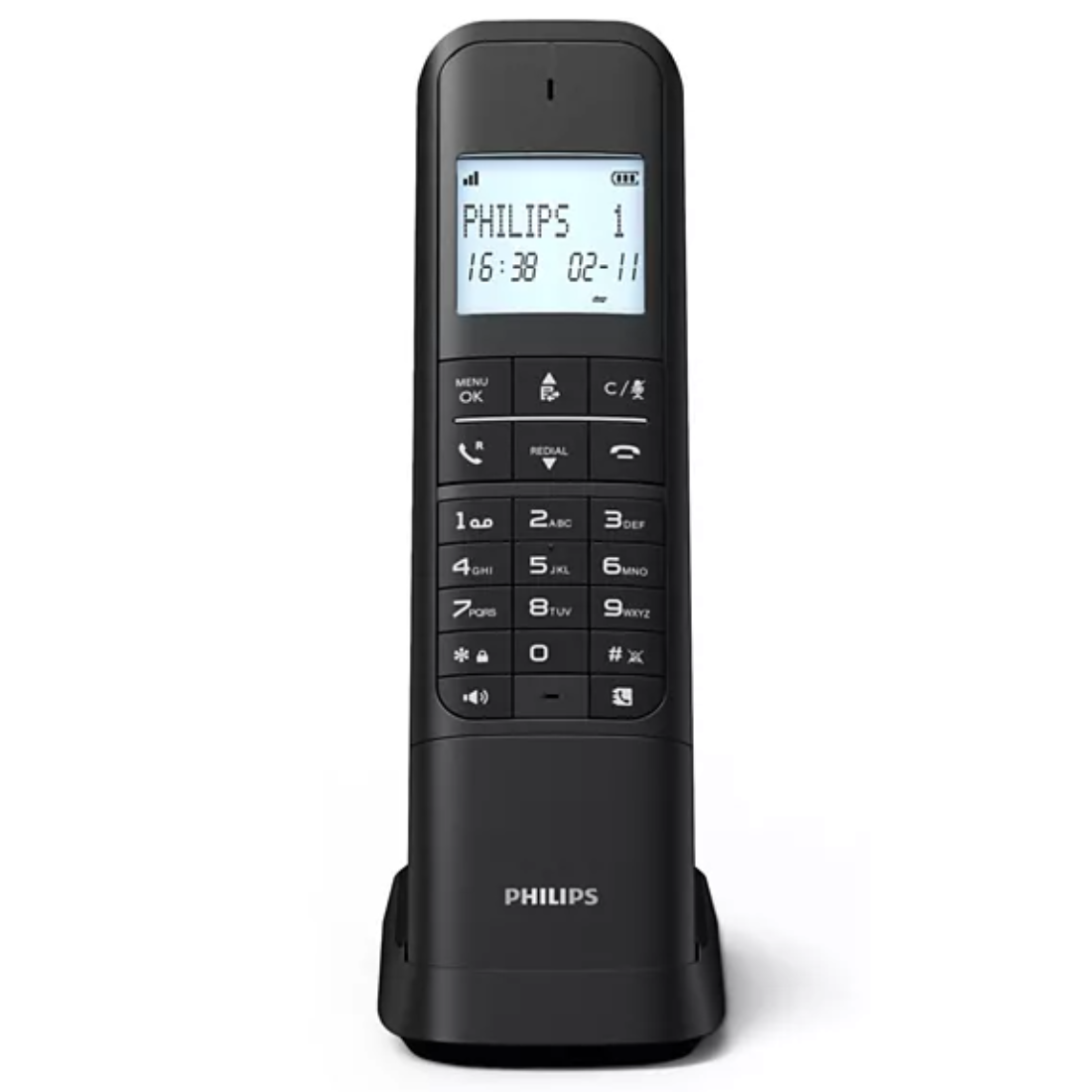 Philips Cordless Phone with Handsfree Speaker – Single Handset, 14-Hour Talk Time on One Charge (M4701B/90)