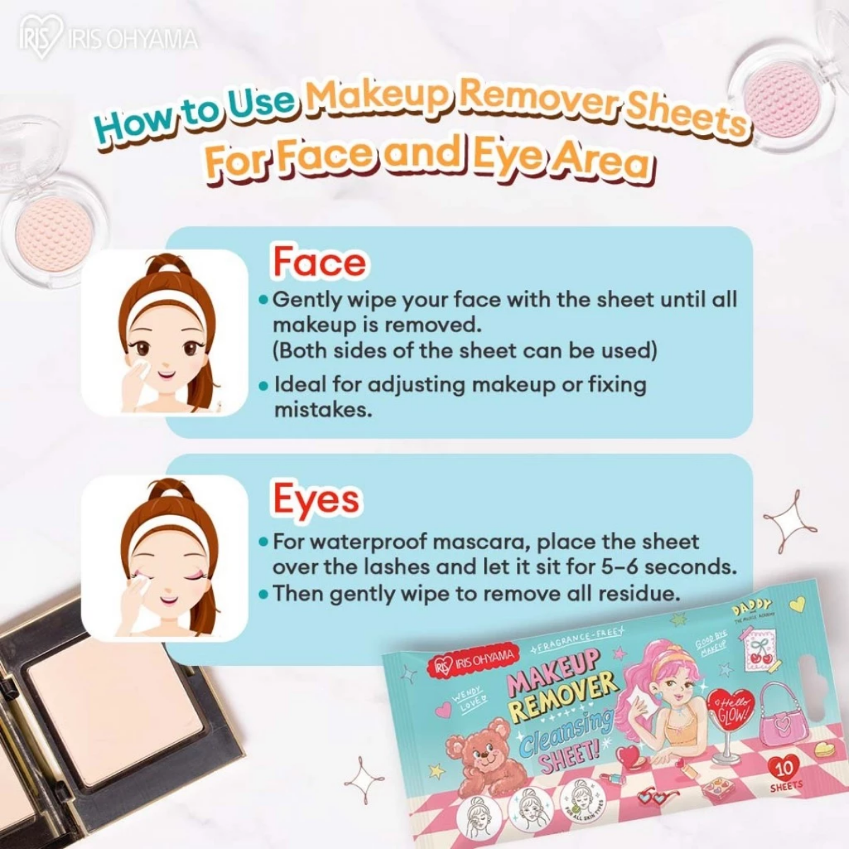 IRIS OHYAMA × Daddy and the Muscle Academy Makeup Remover Sheets Fragrance-Free 10/25 Sheets Gentle Cleansing Wipe (TWTF-10D/25D)