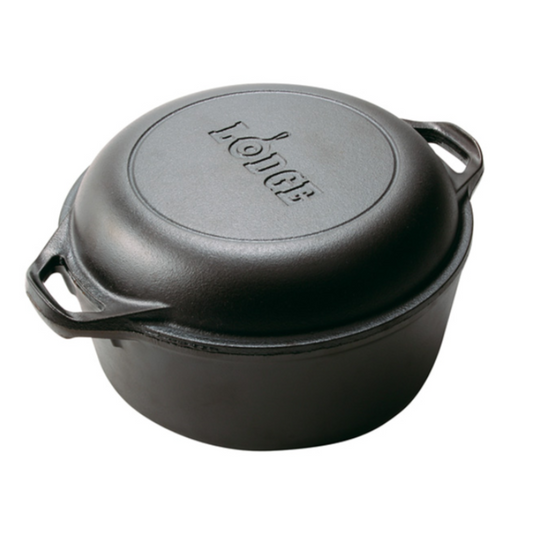 Lodge Cast Iron 5 Quart Seasoned Cast Iron Double Dutch Oven (L8DD3)