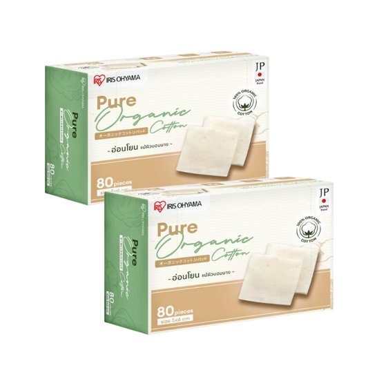IRIS OHYAMA Pure Organic Cotton Pads 80pcs 100% Japanese Organic Cotton Soft & Gentle Facial Cotton Pads (COT-ORG)