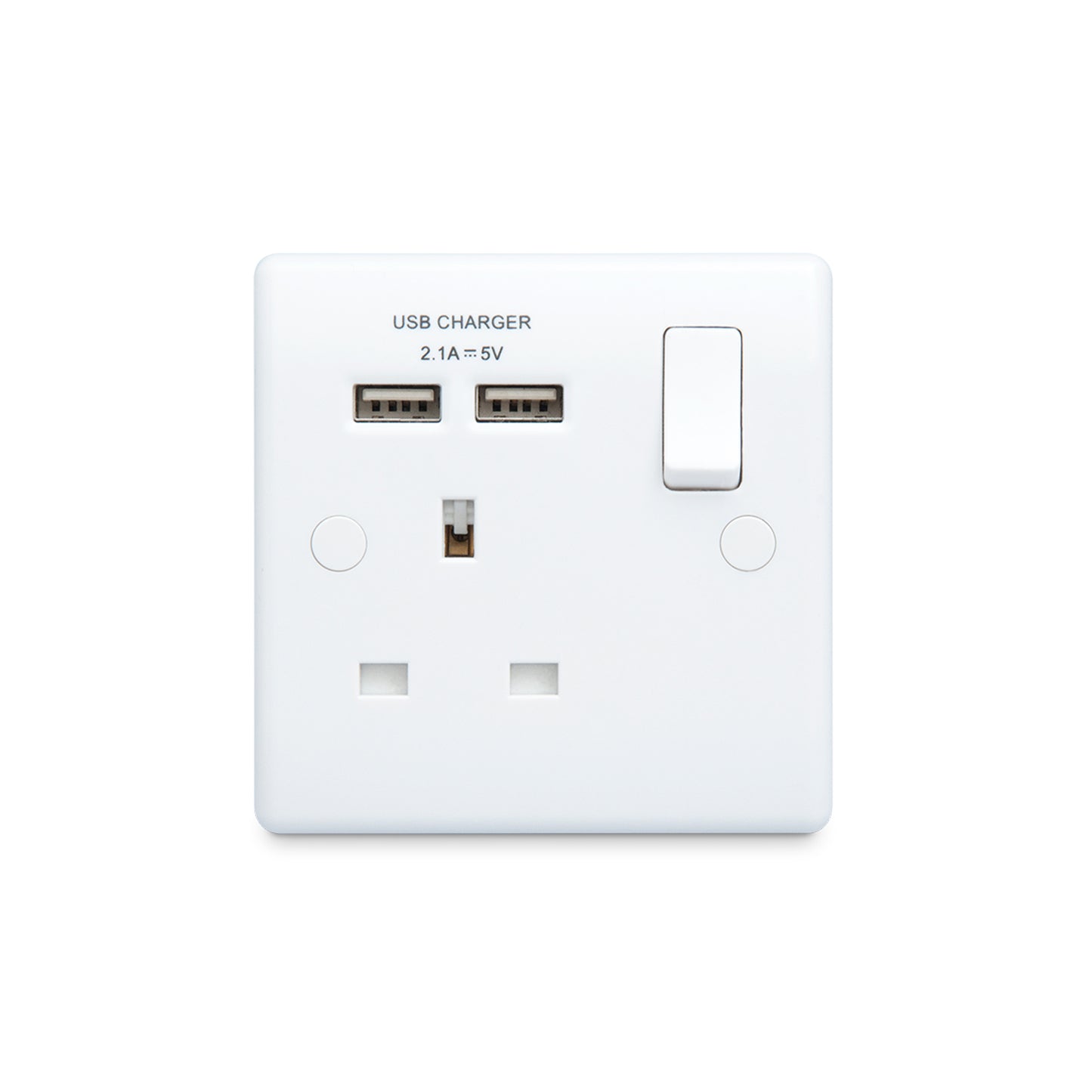 British General Moulded 13A Power Single Socket with USB Charger, White (821U2)