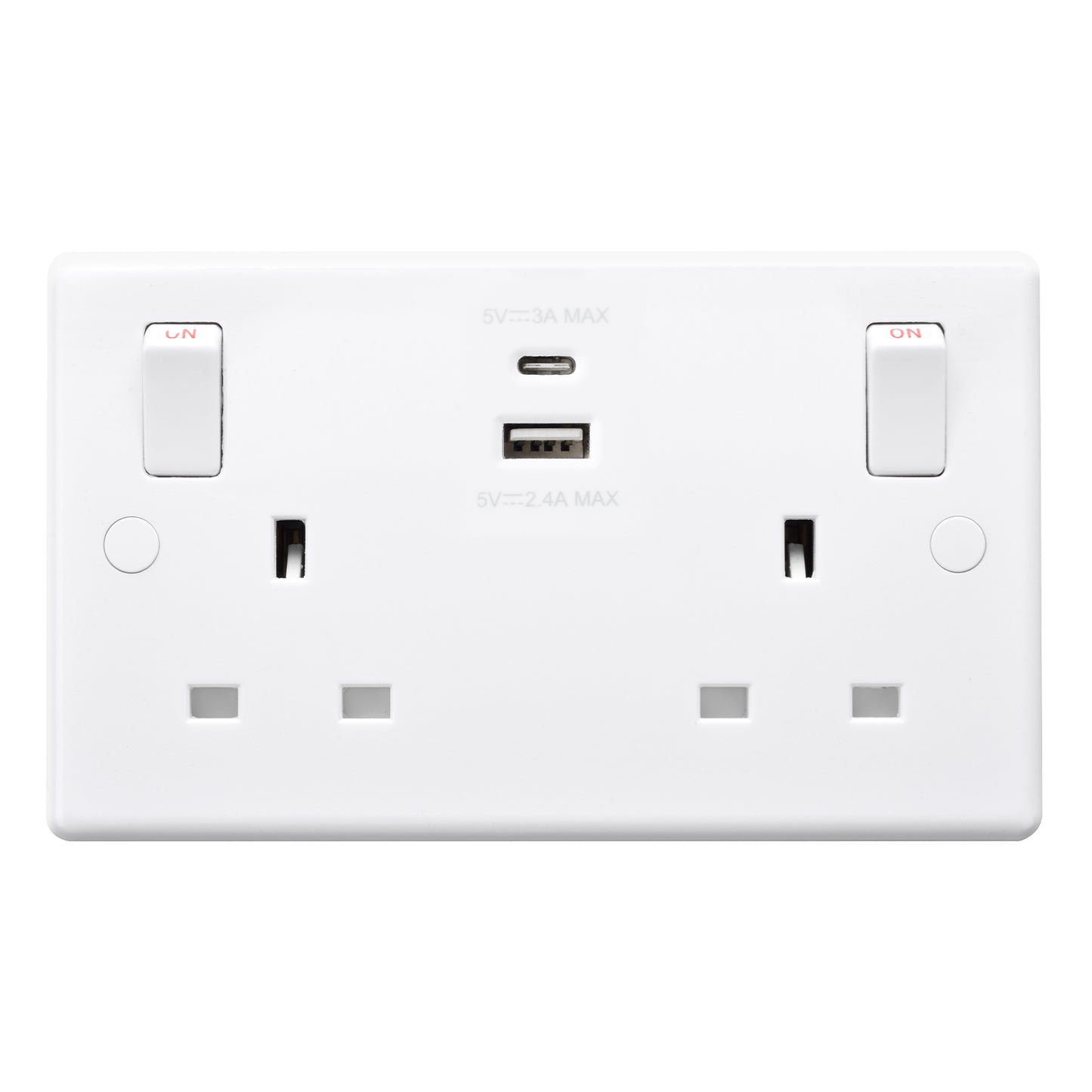 British General BG Moulded Double Gang USB Type-C Smart Charging Switched Socket (822UAC)