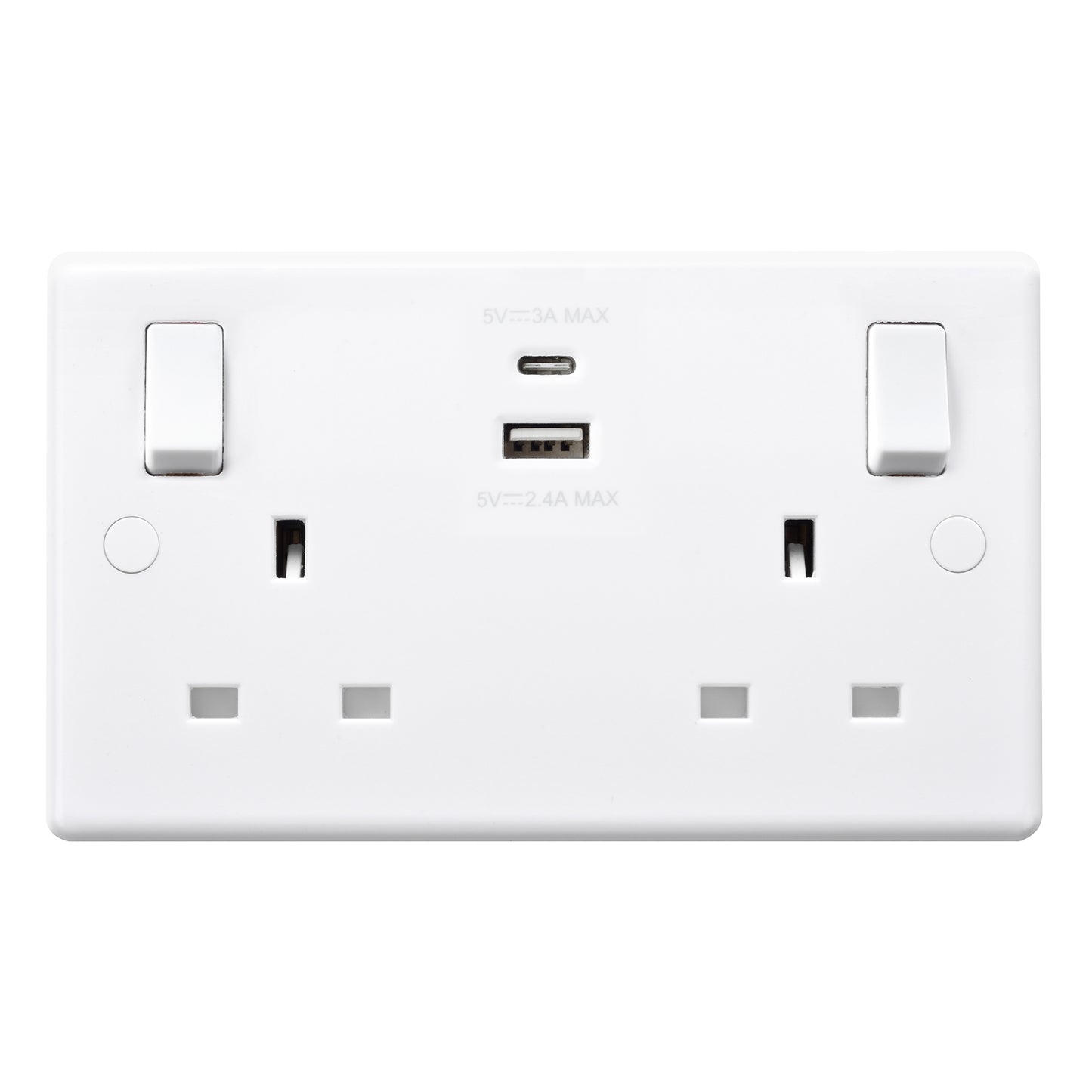 British General BG Moulded Double Gang USB Type-C Smart Charging Switched Socket (822UAC)