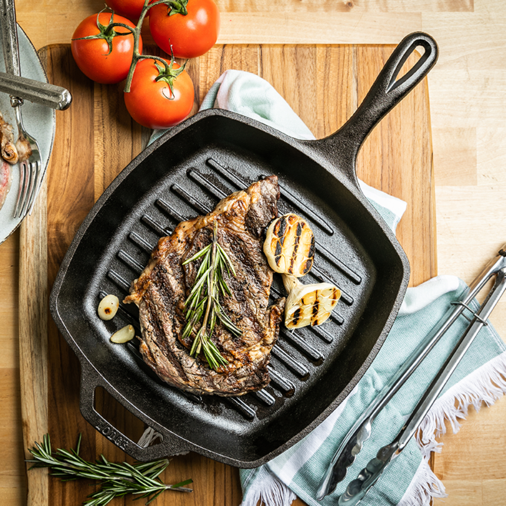 Lodge Cast Iron Classic Seasoned Square Cast Iron Grill Pan 10.5" (L8SGP3)
