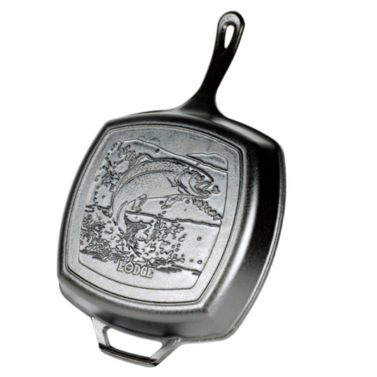 Lodge Wildlife Series™ 26.6 cm Seasoned Square Cast Iron Fish Grill Pan (L8SGPWLFI)
