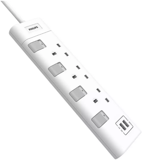 Philips 3 gang extension socket with Individual switch 2*USB A(CHP4130WB/69)