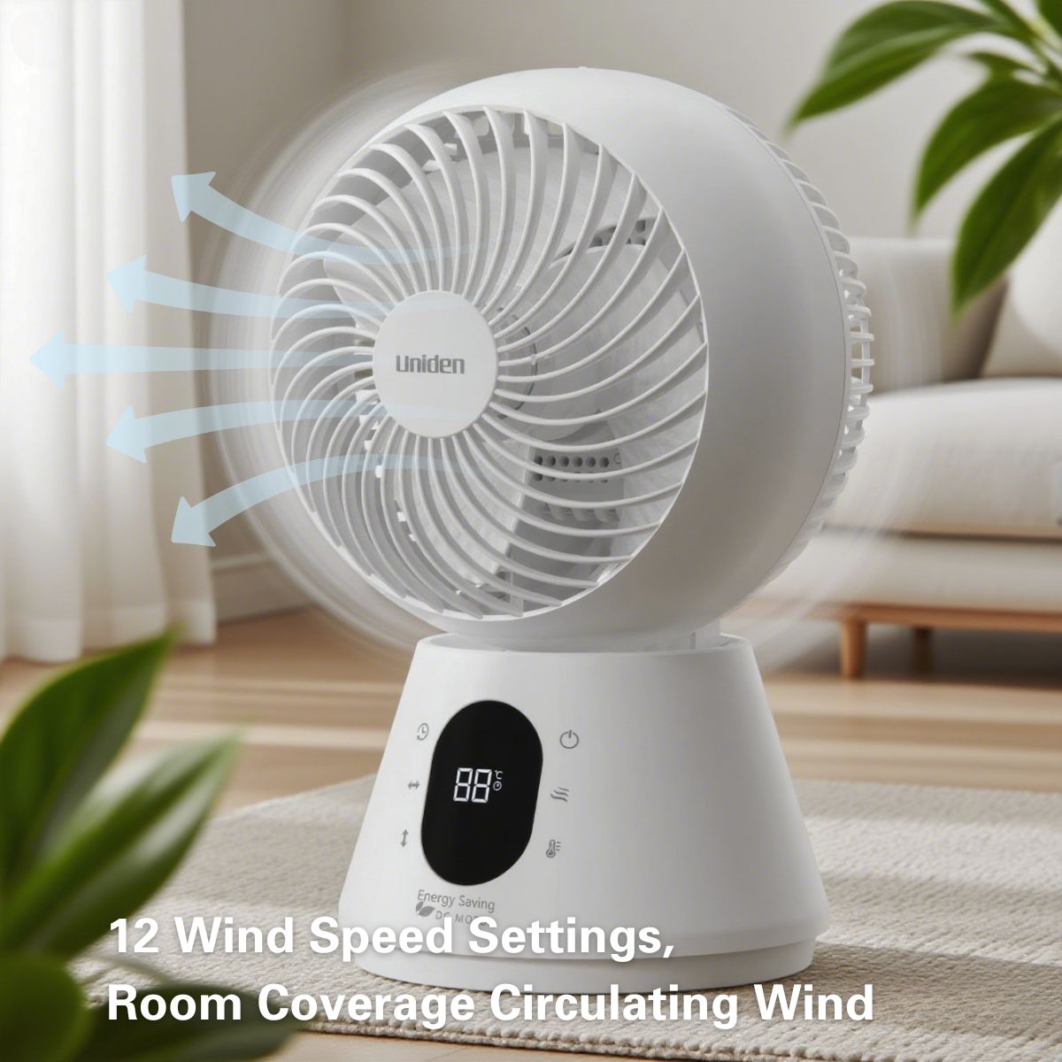 Uniden 6" DC Motor 360° Oscillation Circulator Fan Compact & Energy Efficient (AF5110)