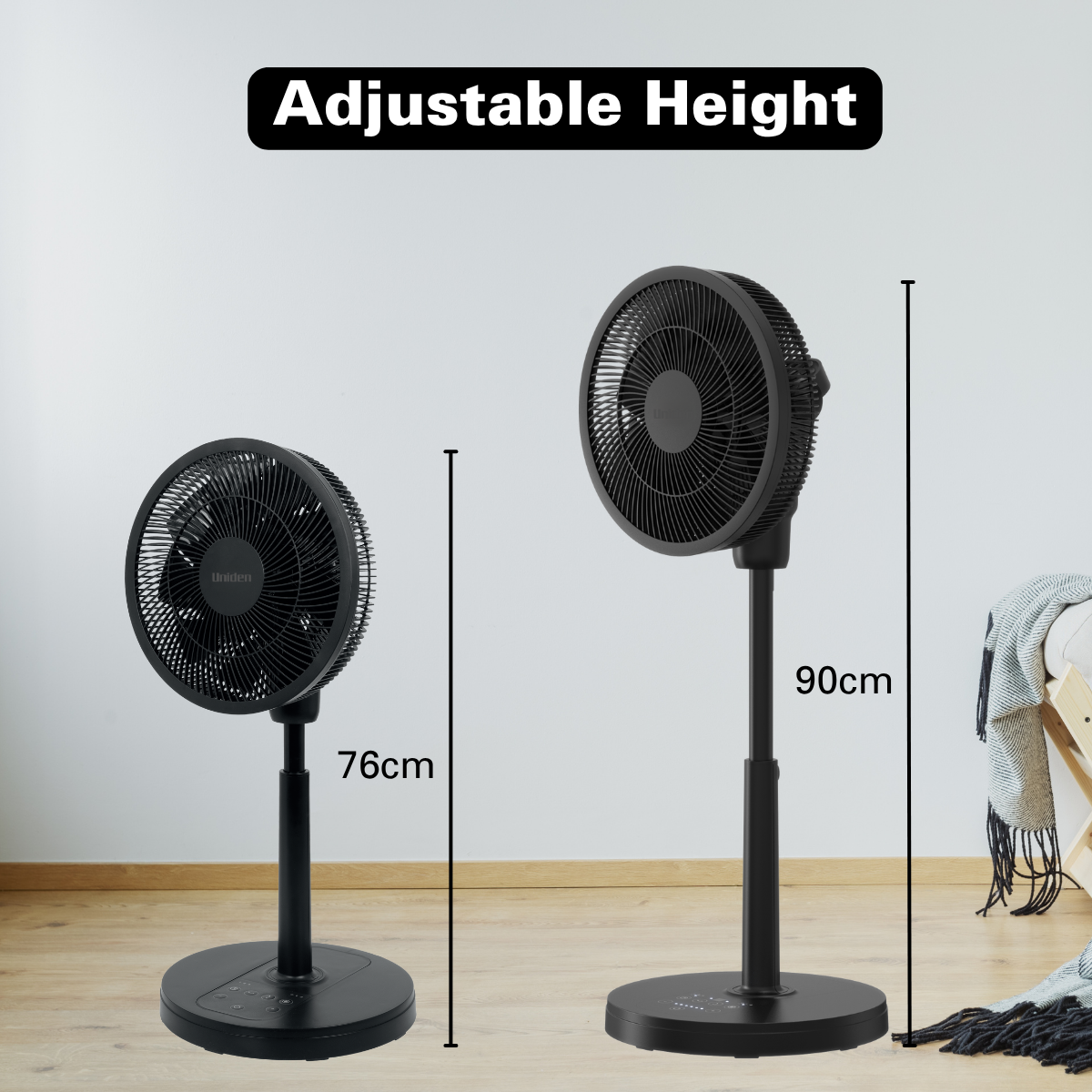 Uniden 12" 3D Oscillating DC Stand Fan (AF5120) , Black