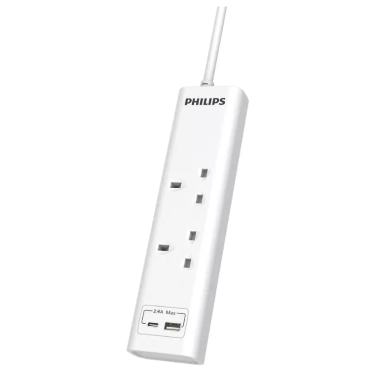 Philips 2 Gang Extension Socket with 1*USB A & 1*USB C (CHP4121WA/69)