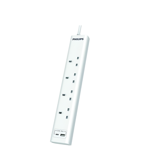 Philips 4 Gang Extension Socket with 2*USB A (CHP4141WA/69)
