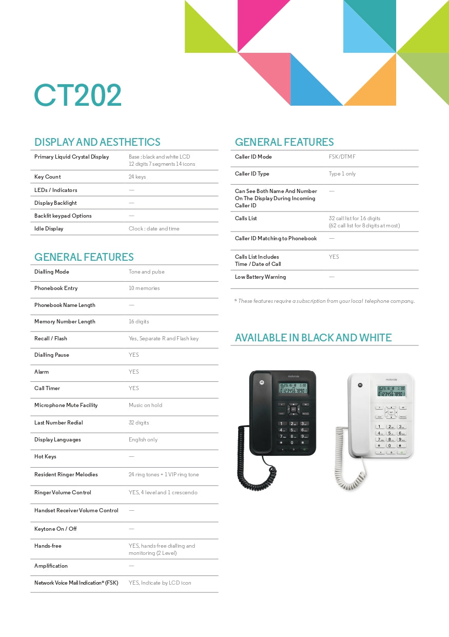 Motorola Corded Caller ID Phone (CT202)