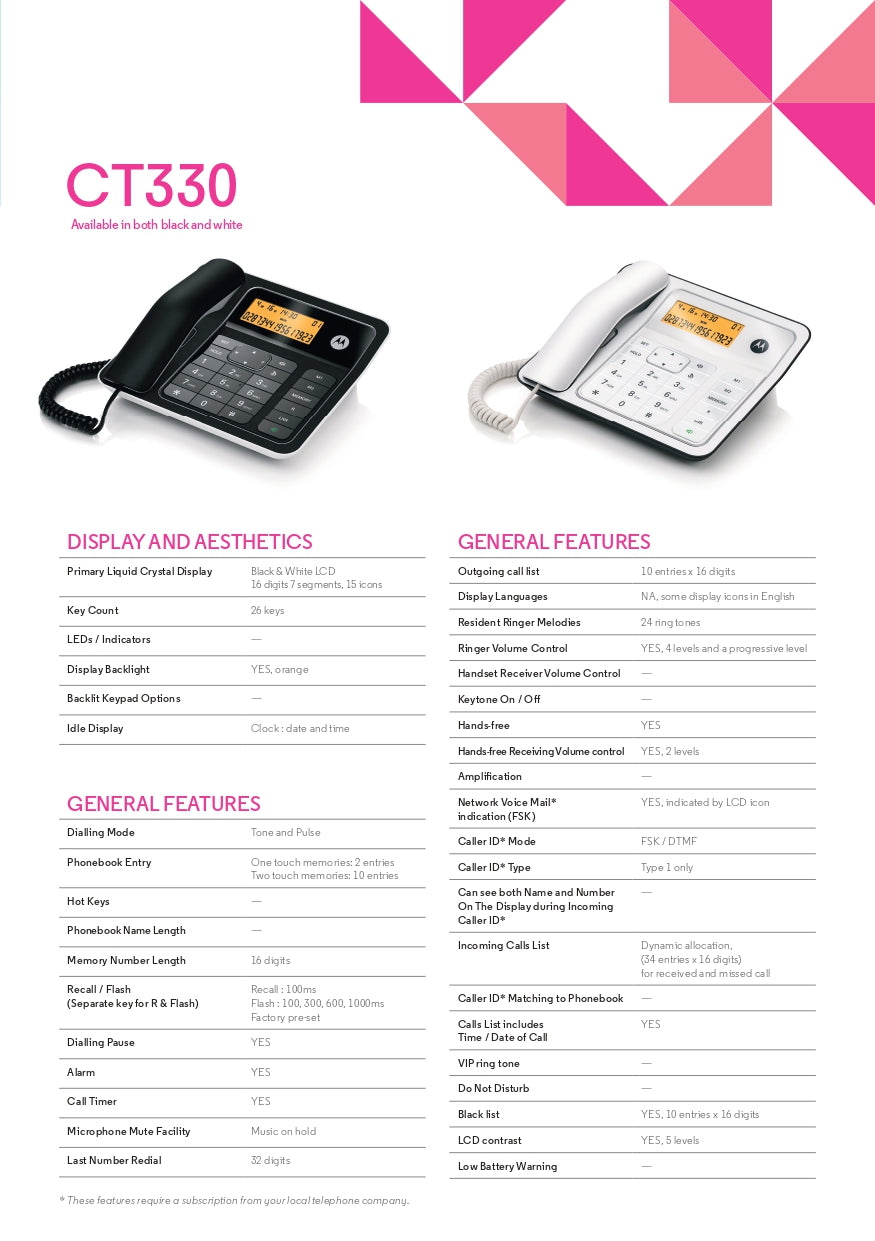 Motorola Corded Caller ID Phone (CT330)