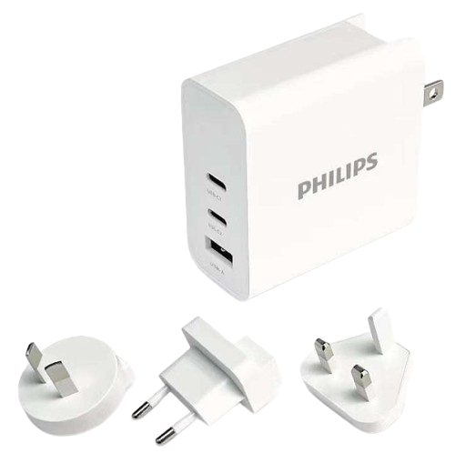 Philips Wall Charger 2 USB C & 1 USB A Port 65W Detachable Pin (DLP2682CW/00)