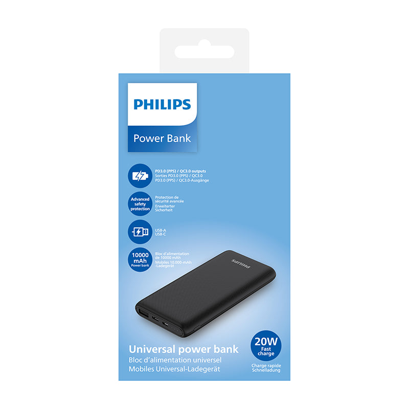 Philips Powerbank 10,000 mAh Type C PD 3.0 20W Support iPhone Fast Charger Dual (DLP2711CB/00)