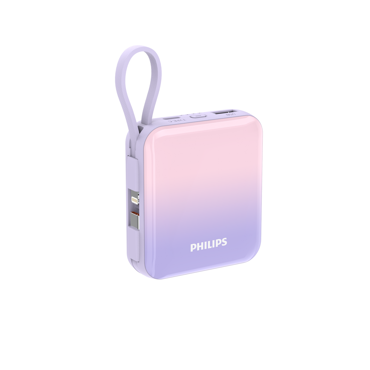 Philips 10K mAh Super Mini Series Power Bank PD22.5W Built-in USB-C & Lightning Cable 3 Colours (DLP5713)