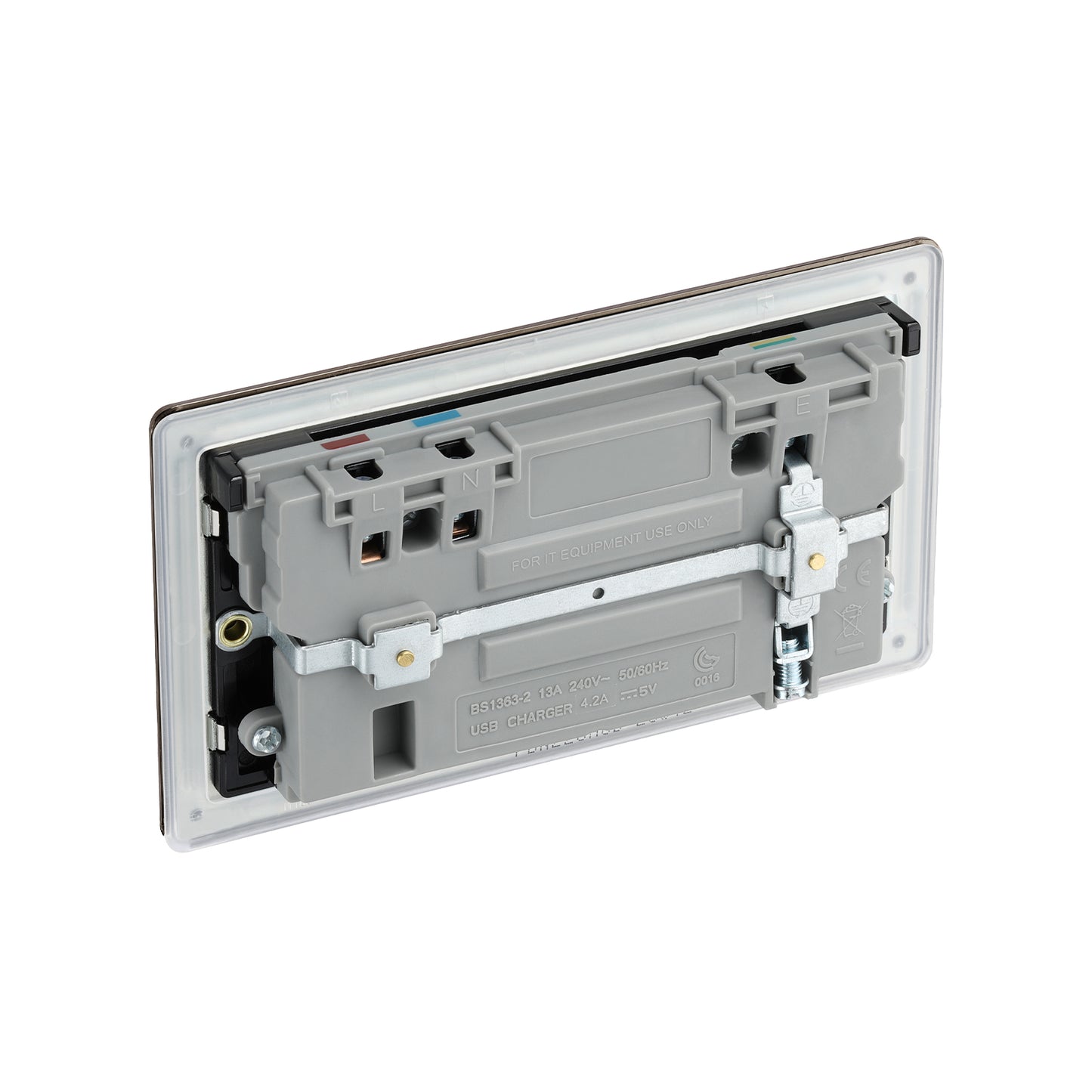 British General BG Flat Plate Double Gang USB Type-C Smart Charging Switched Socket (FBN22UACB)