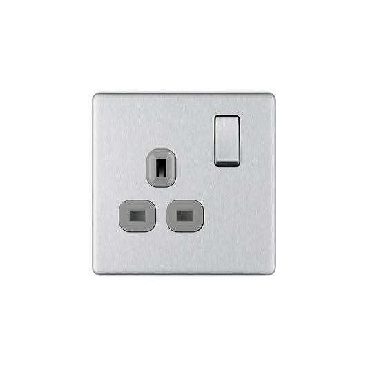 British General BG Flat plate Screwless Single Gang Switched Socket  (FBS21G)