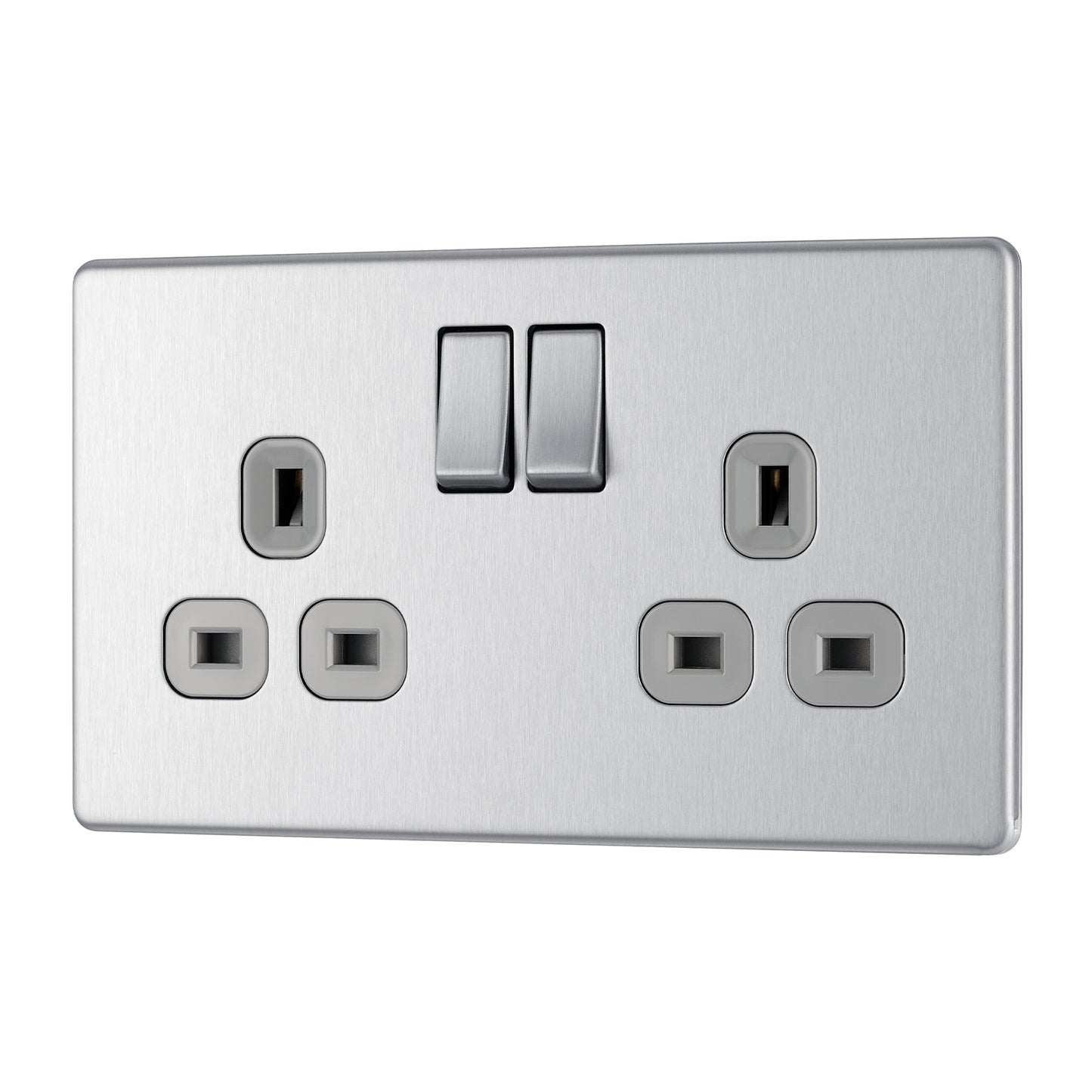 British General BG Flat plate Screwless 13A Double Switched Socket (FBS22G)