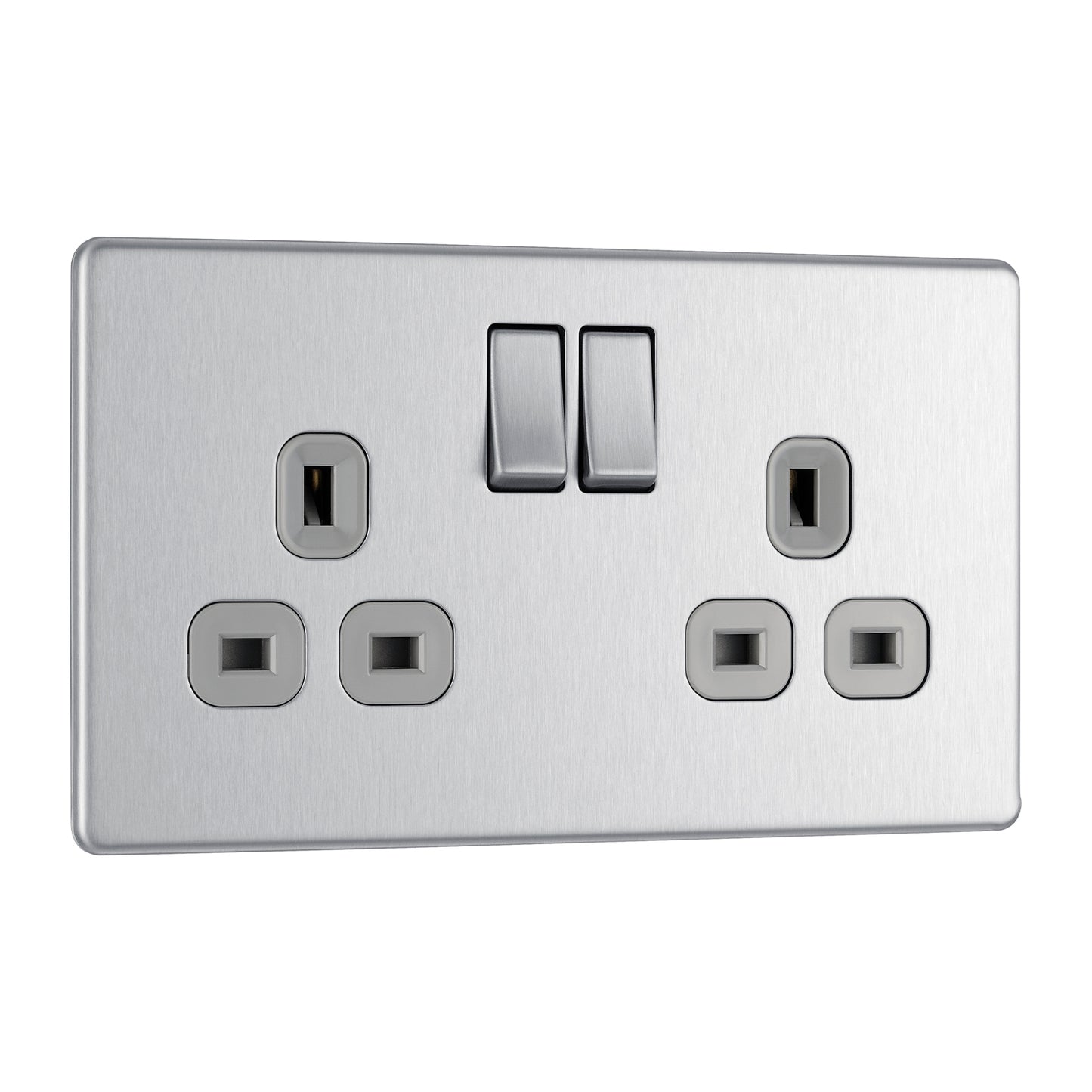 British General BG Flat plate Screwless 13A Double Switched Socket (FBS22G)