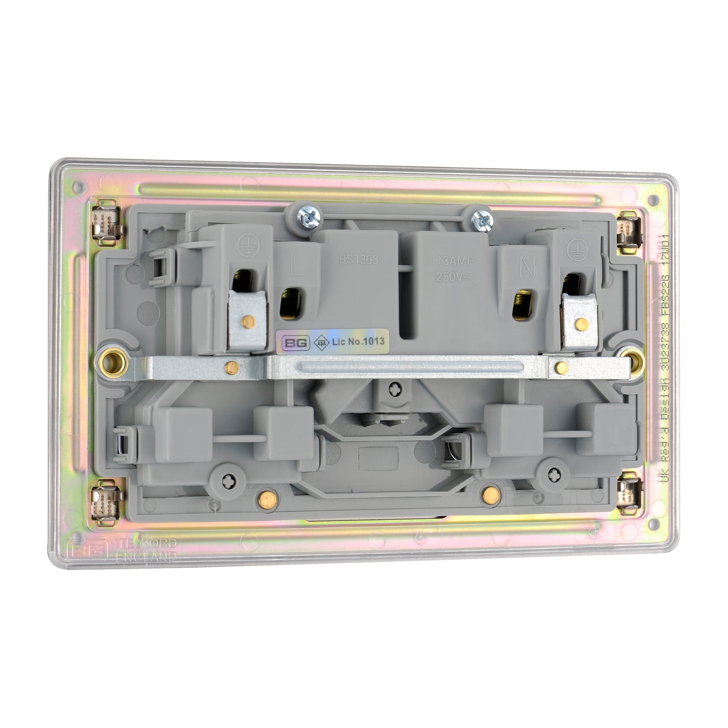 British General BG Flat plate Screwless 13A Double Switched Socket (FBS22G)