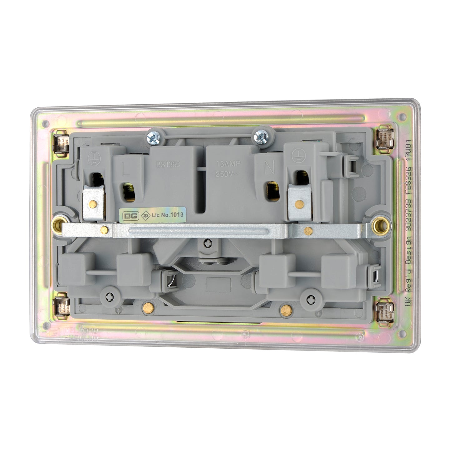 British General BG Flat plate Screwless 13A Double Switched Socket (FBS22G)