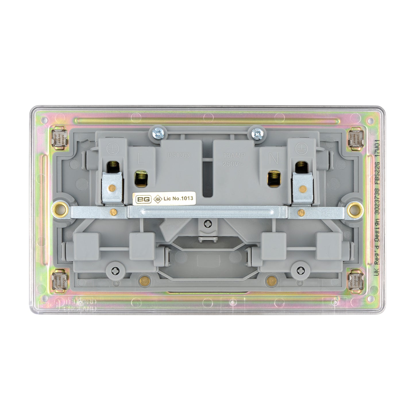 British General BG Flat plate Screwless 13A Double Switched Socket (FBS22G)