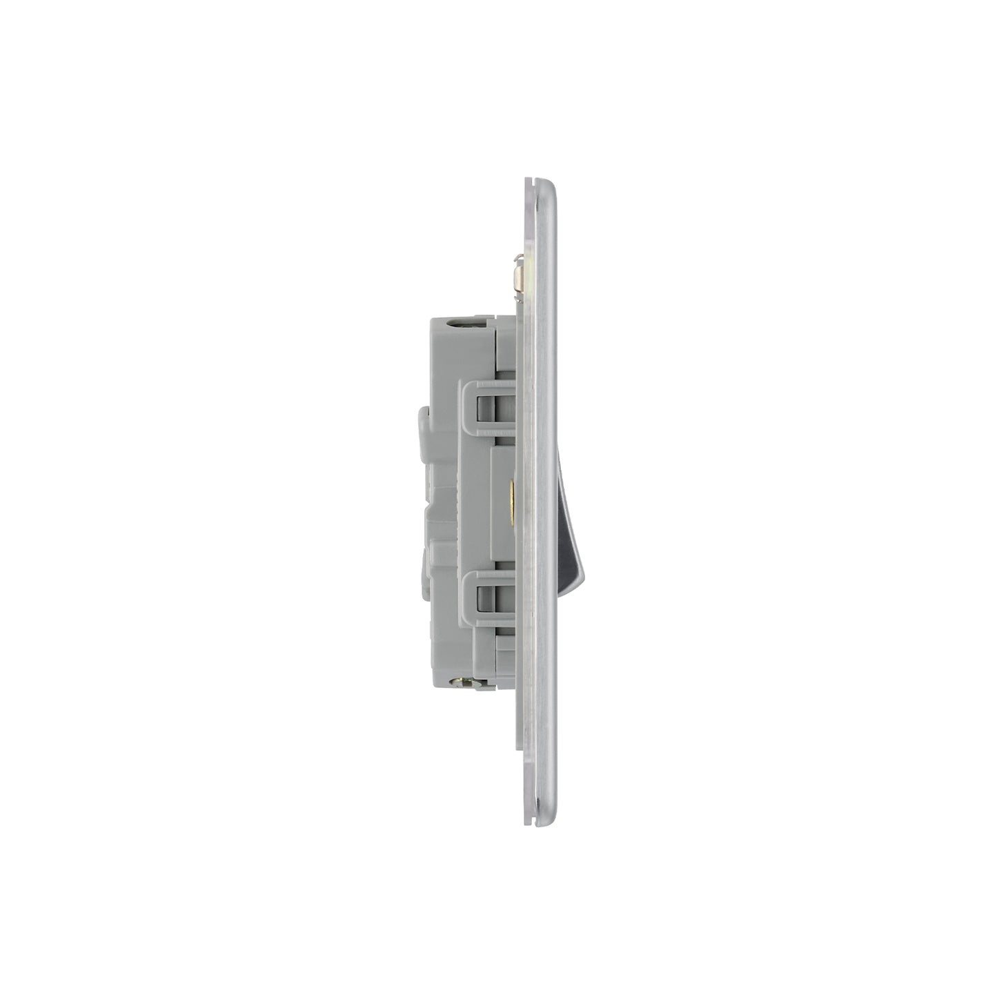 British General BG Flat plate Screwless 20A 16AX Double Gang 2-Way Light Switch – Brushed Steel (FBS42)