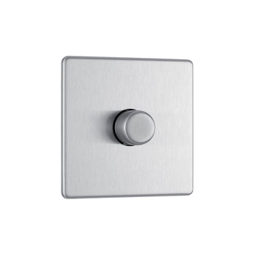 British General BG Flat plate Screwless 2-Way 200W Dimmer Switch, Brushed Steel  (FBS81P)