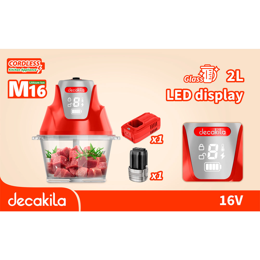 Decakila 16V SHARE Battery Series Food Chopper 200W 2000mAh 2 Speeds LED Display (KEMG029R)