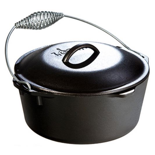 Lodge 26 cm 5 Quart Seasoned Cast Iron Dutch Oven With Bail Handle (L8DO3)